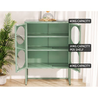 Buffet Sideboard Metal Locker Display Shelves Cabinet Storage Green