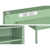 Buffet Sideboard Metal Locker Display Cabinet Storage Shelves Green