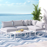 Gardeon 4-Seater Aluminium Outdoor Sofa Set Lounge Setting Table Chair Furniture