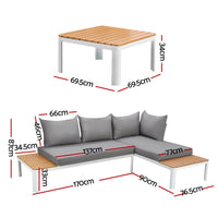 Outdoor Sofa Set 4 Seater Corner Modular Lounge Setting Aluminium White