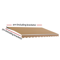 Instahut Retractable Folding Arm Awning Outdoor Awning Canopy 4Mx3M Beige