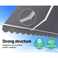 Retractable Folding Arm Awning Outdoor Sun Shade 4x3M Canopy PearlGrey