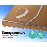 Retractable Folding Arm Awning Motorised Outdoor Sunshade 4X2.5M Beige