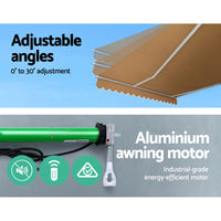 Retractable Folding Arm Awning Motorised Outdoor Sunshade 4X2.5M Beige