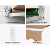 Retractable Folding Arm Awning Motorised Outdoor Sunshade 4X2.5M Beige