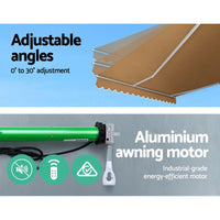 Retractable Folding Arm Awning Motorised Outdoor Sunshade 4X3M Beige