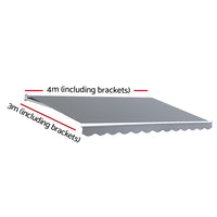 Retractable Folding Arm Awning Motorised Outdoor Sunshade4X3M PearlGrey