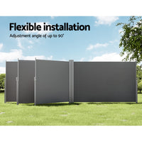 Side Awning Sun Shade Outdoor Retractable Privacy Screen 1.8X6M Grey