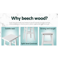 Set of 2 Beech Wood Bar Stools - White
