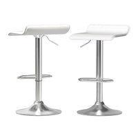 Bar Stools Kitchen Stool Chairs Dining Gas Lift PU Leather White x2