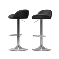 Bar Stools Kitchen Stool Chairs Dining Gas Lift Swivel Leather Black x2