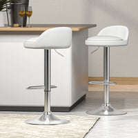 Bar Stools Kitchen Stool Chairs Dining Gas Lift Swivel Leather White x2