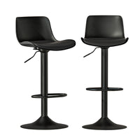 Bar Stools Kitchen Swivel Gas Lift Stool Leather Dining Chairs Black x2