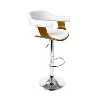 Wooden PU Leather Bar Stool - White and Chrome