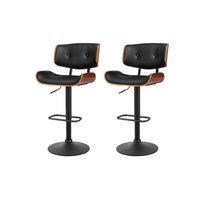 Kitchen Bar Stools Gas Lift Stool Chairs Swivel Barstool Leather Black x2