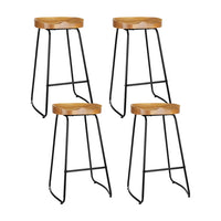 4x Bar Stools Tractor Seat 75cm Wooden