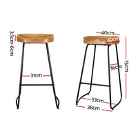 4x Bar Stools Tractor Seat 75cm Wooden