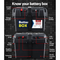 AGM Battery Box 12v XL Deep Cycle Portable Solar Caravan Camping