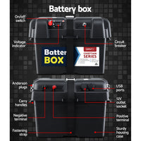 AGM Deep Cycle Battery 12V 120Ah Box Portable Solar Caravan Camping