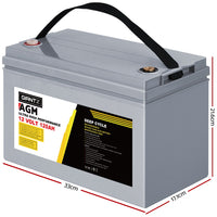 AGM Deep Cycle Battery 12V 120Ah Box Portable Solar Caravan Camping