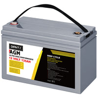 AGM Deep Cycle Battery 12V 135Ah Box Portable Solar Caravan Camping