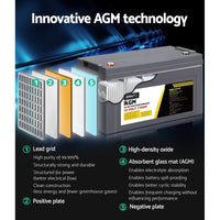 AGM Deep Cycle Battery 12V 170Ah Box Portable Solar Caravan Camping