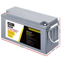 AGM Deep Cycle Battery 12V 200Ah Box Portable Solar Caravan Camping
