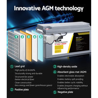 AGM Deep Cycle Battery 12V 200Ah Box Portable Solar Caravan Camping