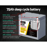 AGM Deep Cycle Battery 12V 75Ah x2 Box Portable Solar Caravan Camping