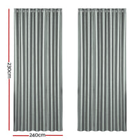 2X Blockout Curtains Blackout Window Curtain Eyelet 240x230cm Grey Shine