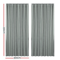 2X Blockout Curtains Blackout Window Curtain Eyelet 300x230cm Grey Shine