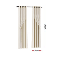 2X 132x213cm Blockout Sheer Curtains Beige