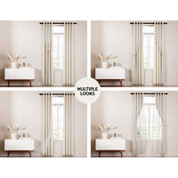 2X 132x213cm Blockout Sheer Curtains Beige
