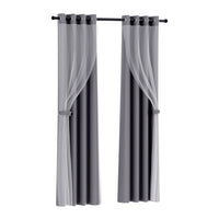 2X 132x242cm Blockout Sheer Curtains Charcoal