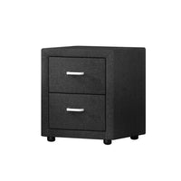 Artiss Bedside Table 2 Drawers Fabric - CADEN Charcoal