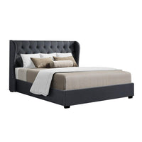 Issa Bed Frame Fabric Gas Lift Storage - Charcoal King