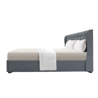 Issa Bed Frame Fabric Gas Lift Storage - Grey King