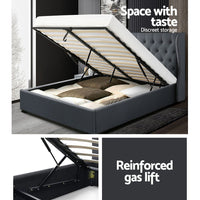 Issa Bed Frame Fabric Gas Lift Storage - Charcoal Queen