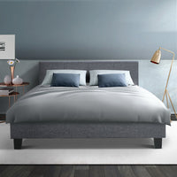 Neo Bed Frame Fabric - Grey Double