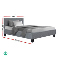 Neo Bed Frame Fabric - Grey King Single