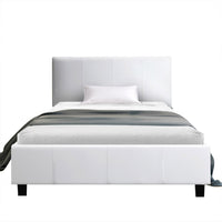 Neo Bed Frame PU Leather - White King Single