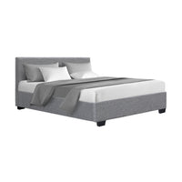 Nino Bed Frame Fabric - Grey Double