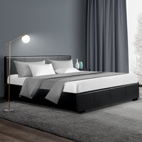 Nino Bed Frame PU Leather - Black Queen