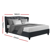 Pier Bed Frame Fabric - Charcoal Queen