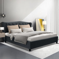 Pier Bed Frame Fabric - Charcoal Queen