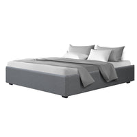 Bed Frame King Size Gas Lift Base With Storage Platform Grey Fabric Toki Collection