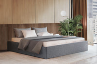 Bed Frame King Size Gas Lift Base With Storage Platform Grey Fabric Toki Collection
