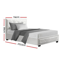 Tiyo Bed Frame PU Leather Gas Lift Storage - White King Single