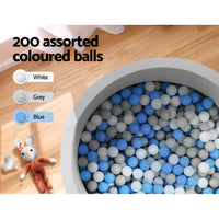 Kids Ball Pit 90x30cm Ocean Foam Play Pool Barrier Toys Children Grey