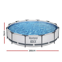 Swimming Pool 366x76cm Steel Frame Round Above Ground Pools w/ Filter Pump 6473L